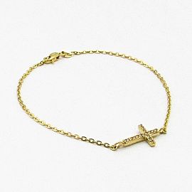 PULSERA FORCET CRUZ CUBICS 18CM /O.AMARILLO